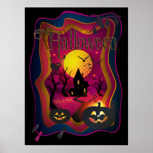 Fall Halloween Party " trick or treat" funny Poster