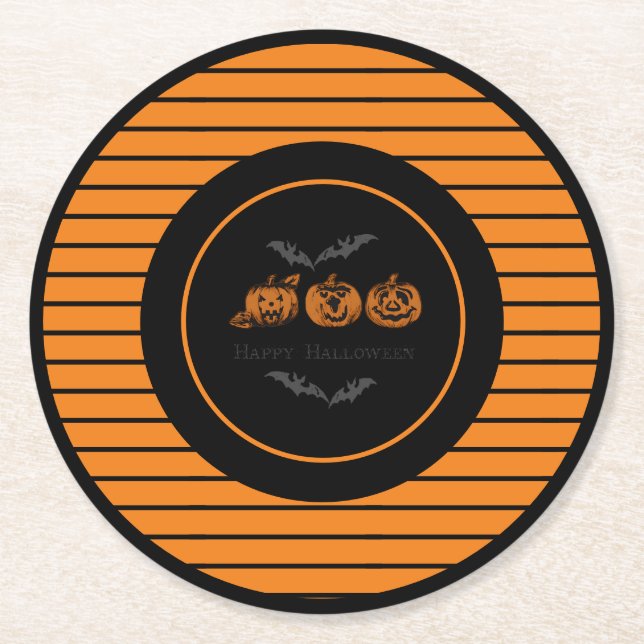 Fall/Halloween/pumpkin  Round Paper Coaster (Front)
