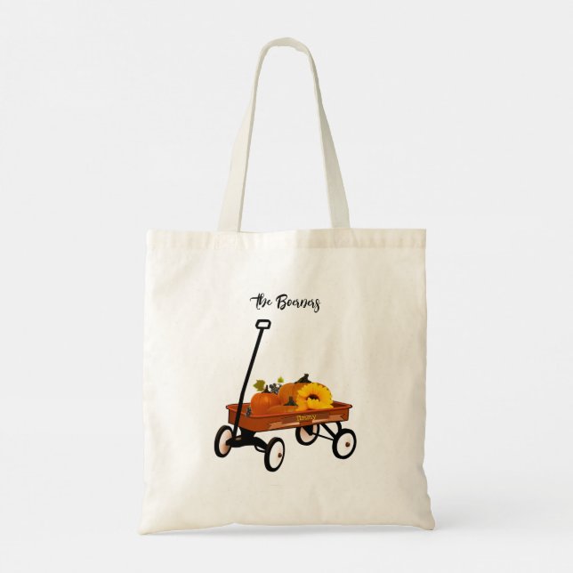 Fall Halloween Thanksgiving Wagon Gift Bag  (Back)