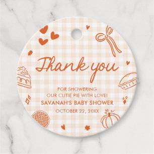 Fall Hand Drawn A Little Cutie Pie Baby Shower Favour Tags
