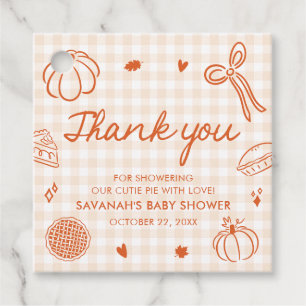 Fall Hand Drawn A Little Cutie Pie Baby Shower Favour Tags