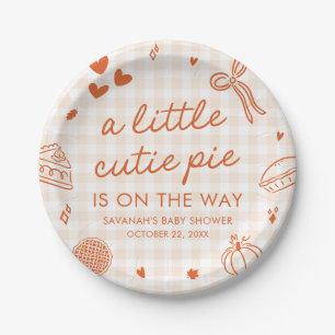 Fall Hand Drawn A Little Cutie Pie Baby Shower Paper Plate