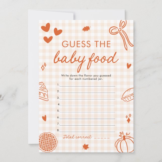 Fall Hand Drawn Baby Shower Guess The Baby Food Invitation (Front)