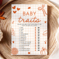 Fall Hand Drawn Baby Traits Baby Shower Game