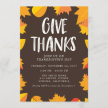 Fall Handwritten Thanksgiving Party Invitation