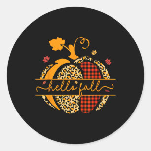 Fall Happy Fall Y'all Autumn Pumpkin Leopard Women Classic Round Sticker