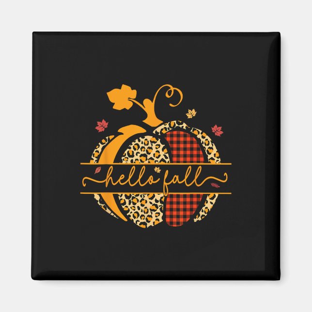 Fall Happy Fall Y'all Autumn Pumpkin Leopard Women Magnet (Front)