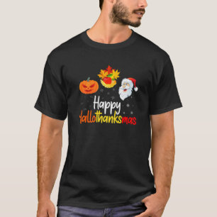 Fall Happy Hallothanksmas Halloween Thanksgiving C T-Shirt
