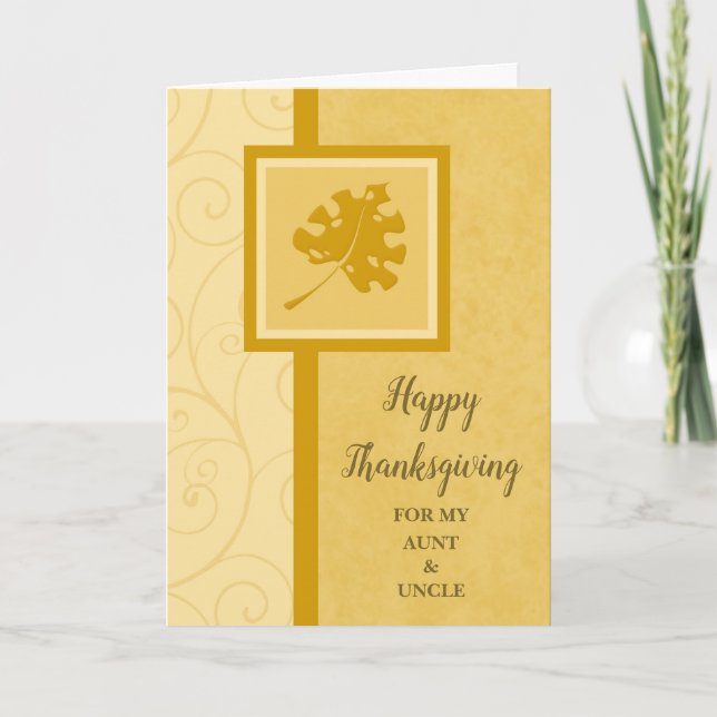 Fall Happy Thanksgiving Aunt and Uncle Holiday Card (Front)