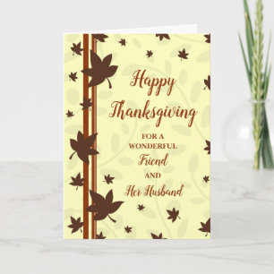Fall Happy Thanksgiving Friend and Her Husband Holiday Card