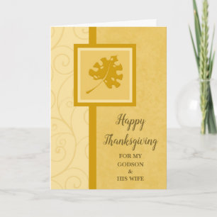 Fall Happy Thanksgiving Godson and His Wife Holiday Card