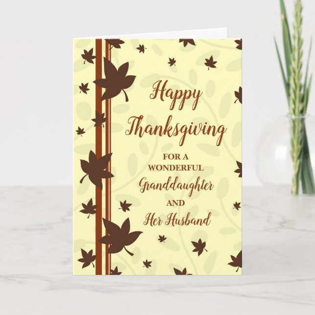 Fall Happy Thanksgiving Granddaughter & Husband Holiday Card (Front)