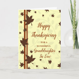 Fall Happy Thanksgiving Great Granddaughter In Law Holiday Card