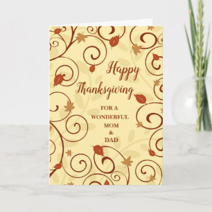 Fall Happy Thanksgiving Mum and Dad Holiday Card