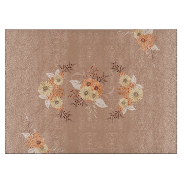 Fall Harmony – Earthy Floral Design Cutting Board (Front)