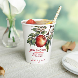 Fall Harvest Apple Branch Floral Baby Shower Paper Cups