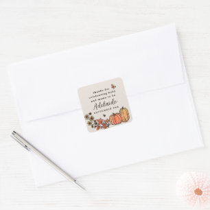 Fall Harvest Autumn Baby Shower Square Sticker