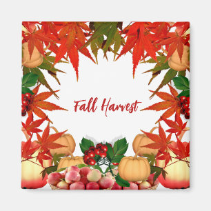 Fall Harvest Autumn Bounty Pumpkin Maple Leaves  Magnet
