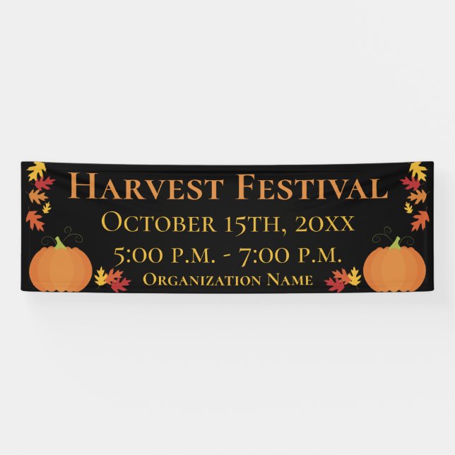 Fall Harvest Autumn Leaves Pumpkin Festival Event  Banner (Horizontal)