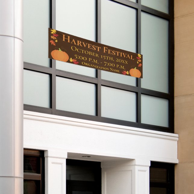 Fall Harvest Autumn Leaves Pumpkin Festival Event Banner (Outside Building)