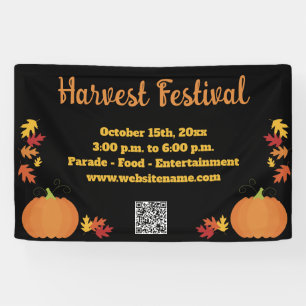 Fall Harvest Autumn QR Code Pumpkin Festival Banner