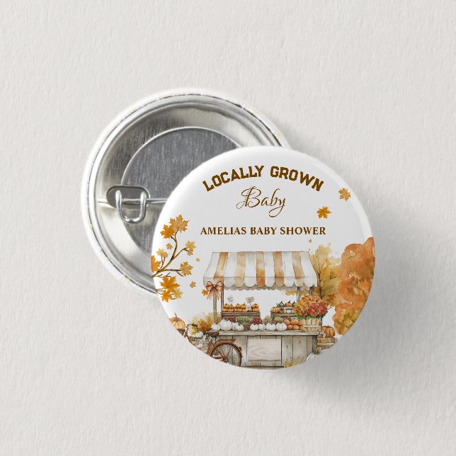 Fall Harvest Baby Shower Pinback 3 Cm Round Badge (Front & Back)