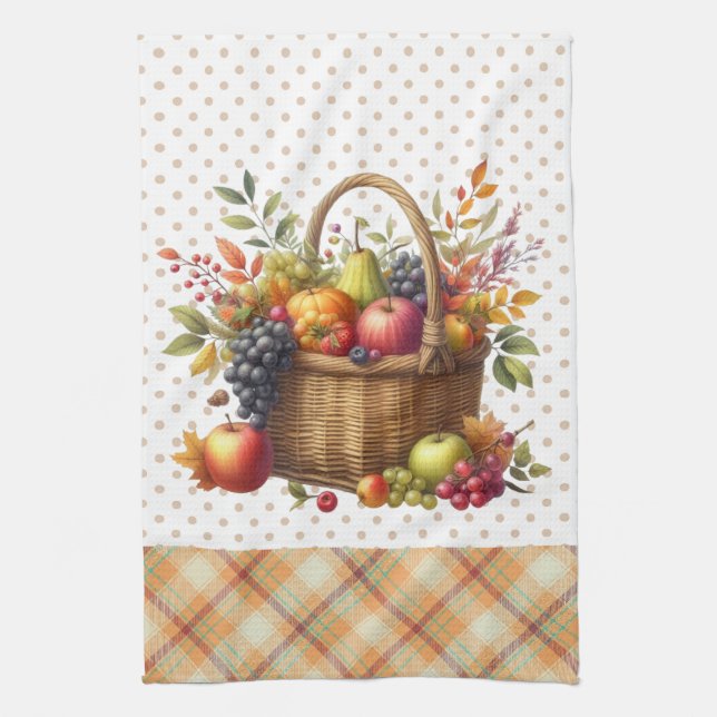 Fall Harvest Basket Kitchen Towel (Vertical)