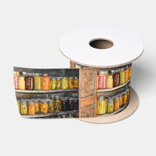 Fall Harvest Canned Preserves Satin Ribbon