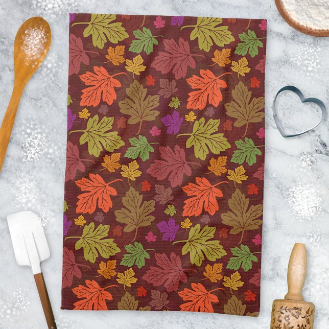 Fall Harvest Colourful Maple Leaves Tea Towel (Creator Uploaded)