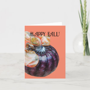 Fall harvest colours ribbon with purple pumpkin thank you card