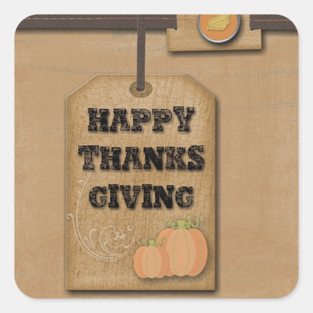 fall harvest country pumpkin thanksgiving square sticker (Front)