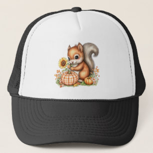 Fall Harvest Cute Baby Squirrel Trucker Hat