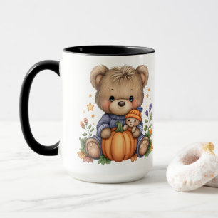 Fall Harvest Cute Teddy Bear Mug