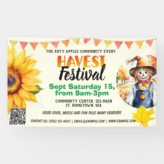 Fall Harvest Festival qr code Banner (Horizontal)