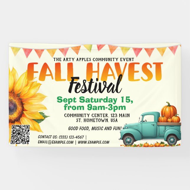 Fall Harvest Festival qr code Banner (Horizontal)