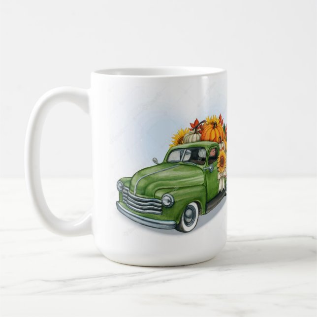 Fall Harvest in a Green Truck     Latte Mug (Left)