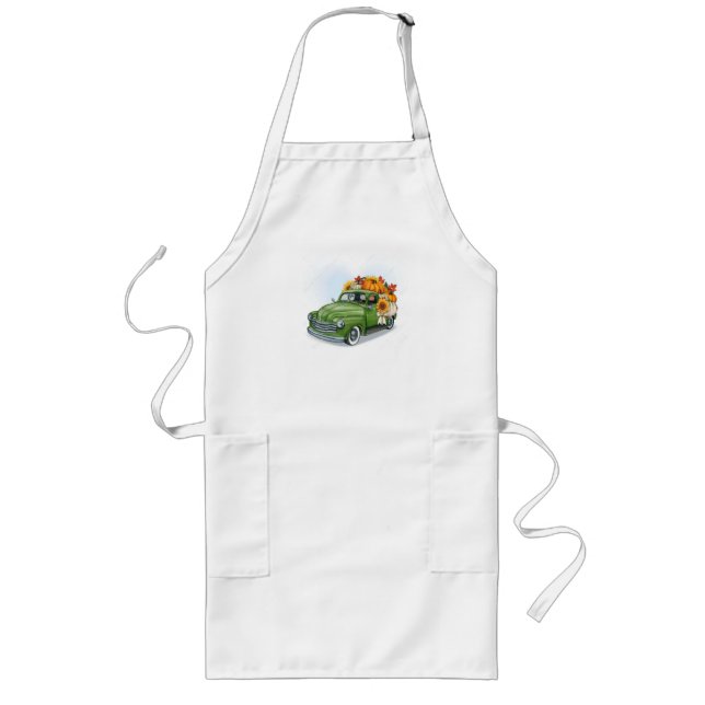 Fall Harvest in a Green Truck  Long Apron (Front)