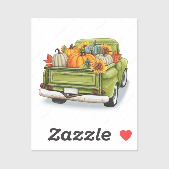 Fall Harvest In a Green Truck   Sticker (Sheet)