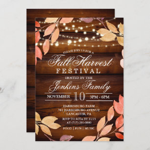 Fall Harvest Leaves Lights Festival Invitation