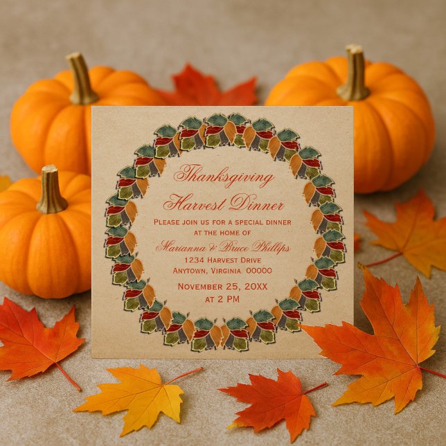 Fall Harvest Leaves Thanksgiving Invite (Fall Harvest Leaves Thanksgiving Dinner Invitation)