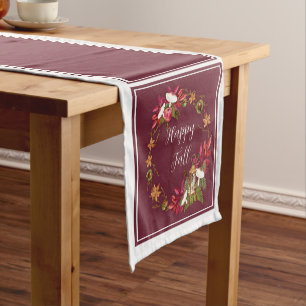 Fall harvest nature with customisable text short table runner