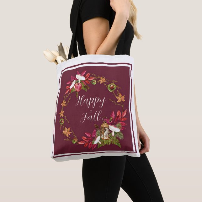 Fall harvest nature with customisable text  tote bag (Close Up)