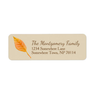 Fall Harvest Orange Leaf Family Return Address Label