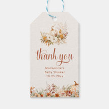 Fall Harvest Pumpkin Baby Shower Thank You Favour