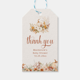 Fall Harvest Pumpkin Baby Shower Thank You Favour Gift Tags