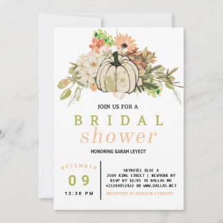 Fall Harvest Pumpkin Bridal Shower Invitation