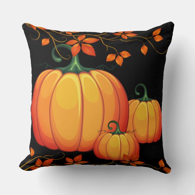 Fall Harvest Pumpkin Throw Pillow (Front)