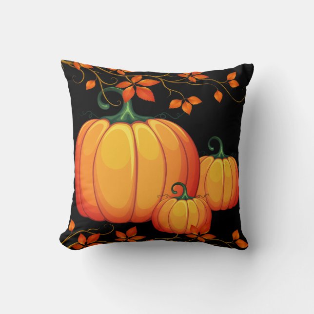 Fall Harvest Pumpkin Throw Pillow (Front)