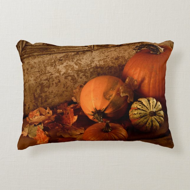 Fall Harvest/ Pumpkins And Gourds At The Door Decorative Cushion (Front)
