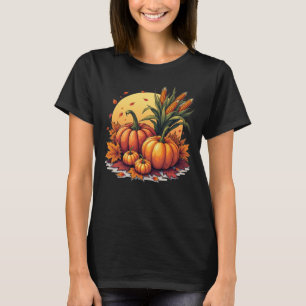 Fall Harvest Pumpkins Cornstalks Holidays T-Shirt